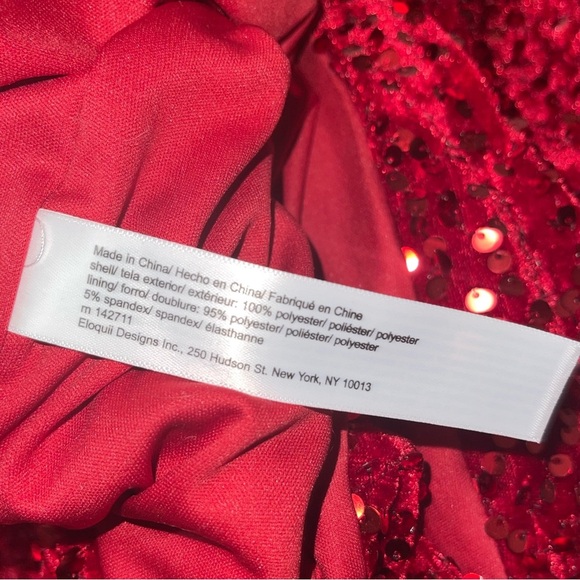 Eloquii women's Plus Size Ruched  sequin Dress in savvy Red - Picture 3 of 8